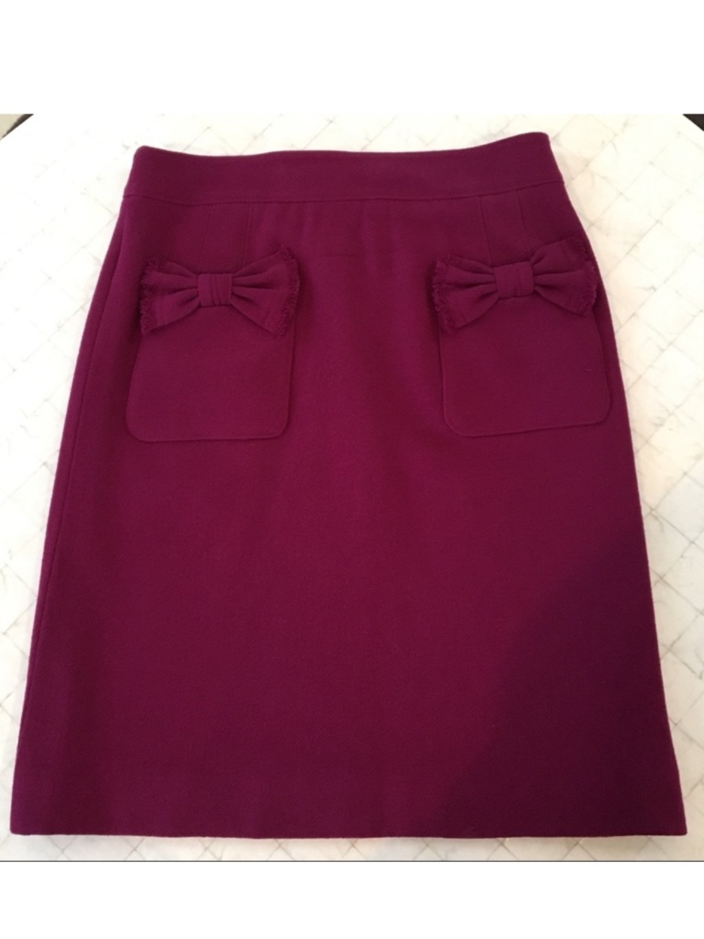 Marc Jacobs bow-embellished straight skirt purple maroon 8